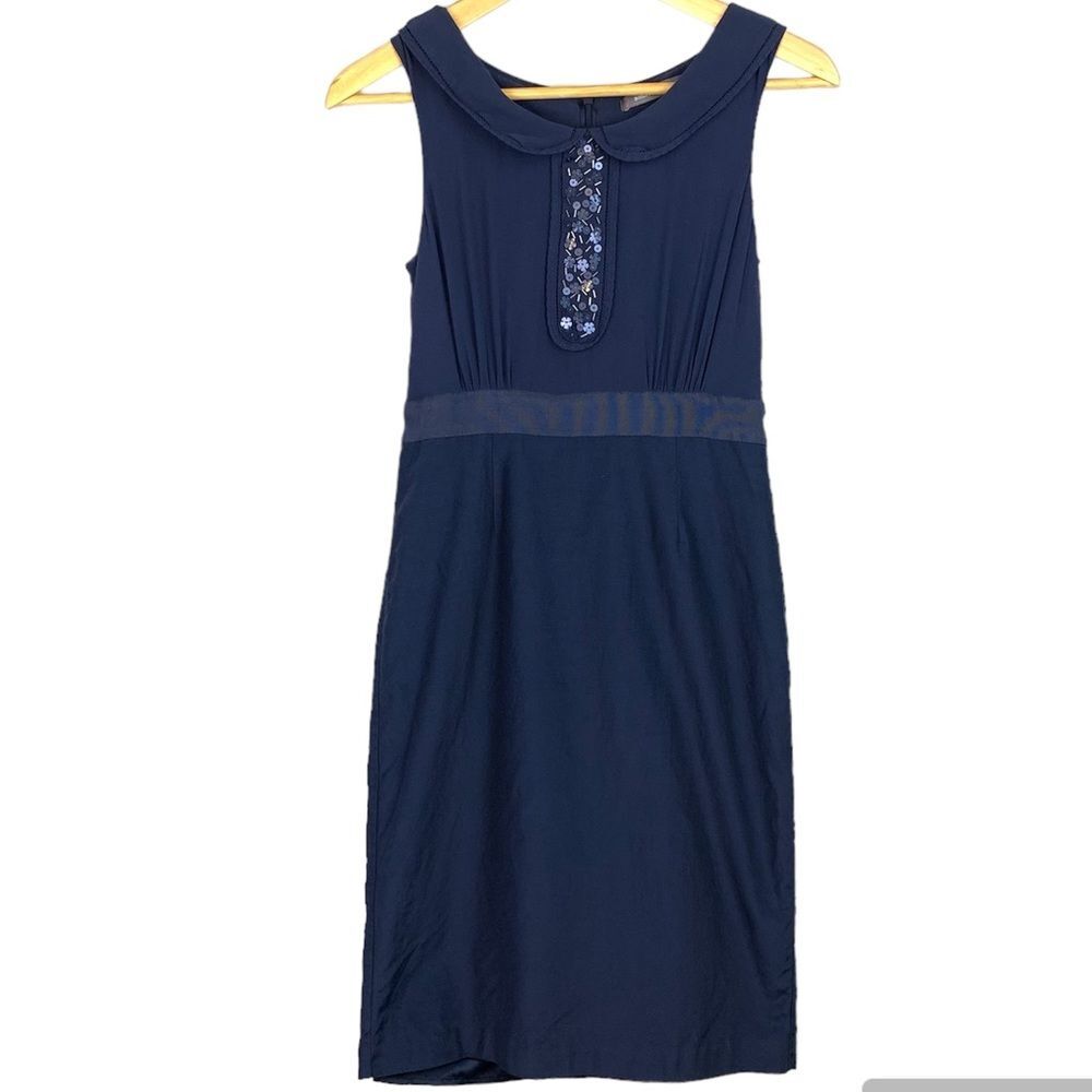 Boden limited edition women’s navy silk beaded sheath dress size 2